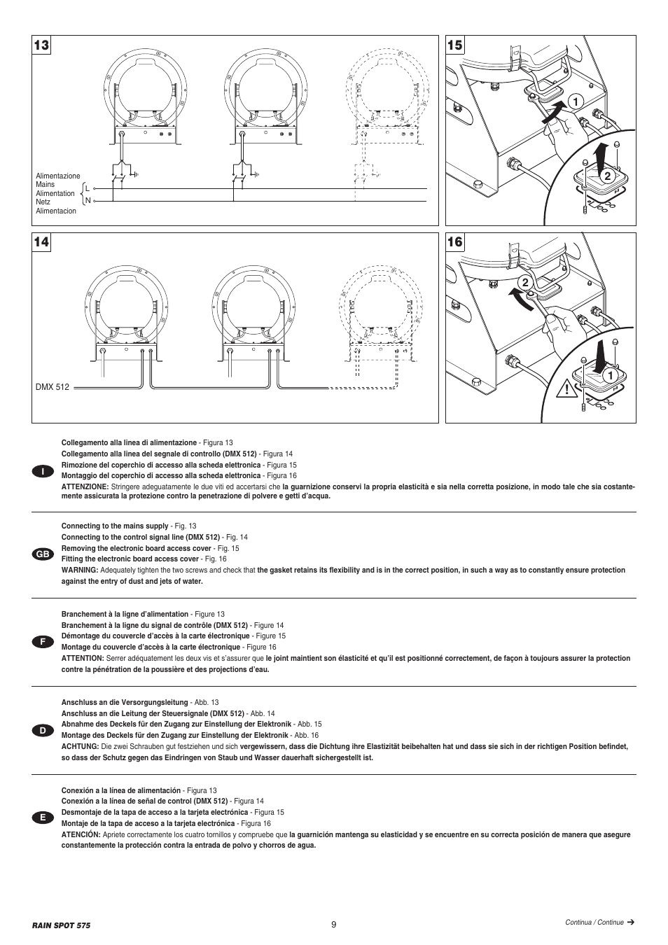 Clay Paky RAIN SPOT 575 User Manual | Page 9 / 24