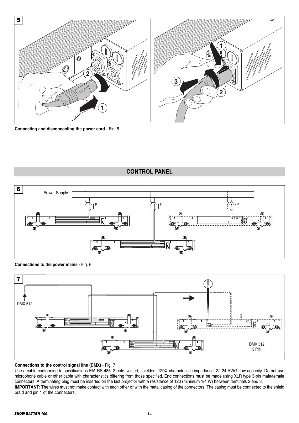 Control panel | Clay Paky SHOW BATTEN 100 AS User Manual | Page 14 / 32