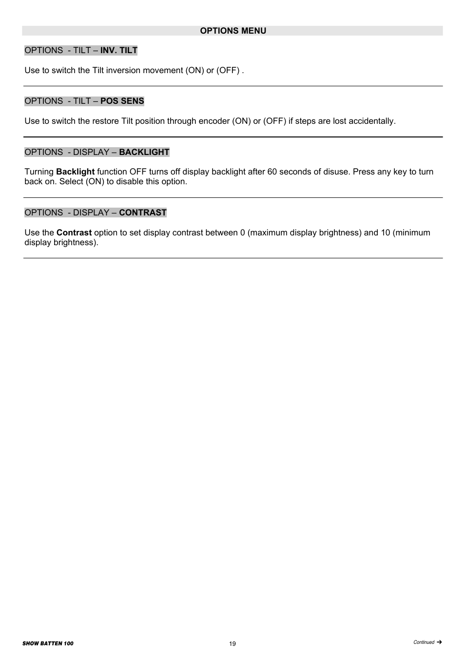 Clay Paky SHOW BATTEN 100 AS User Manual | Page 19 / 32