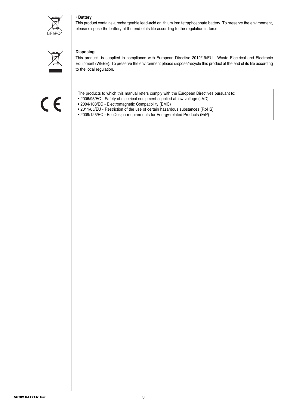Clay Paky SHOW BATTEN 100 AS User Manual | Page 3 / 32