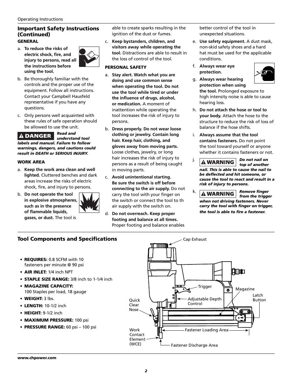 Campbell Hausfeld IFN328K0 User Manual | Page 2 / 32