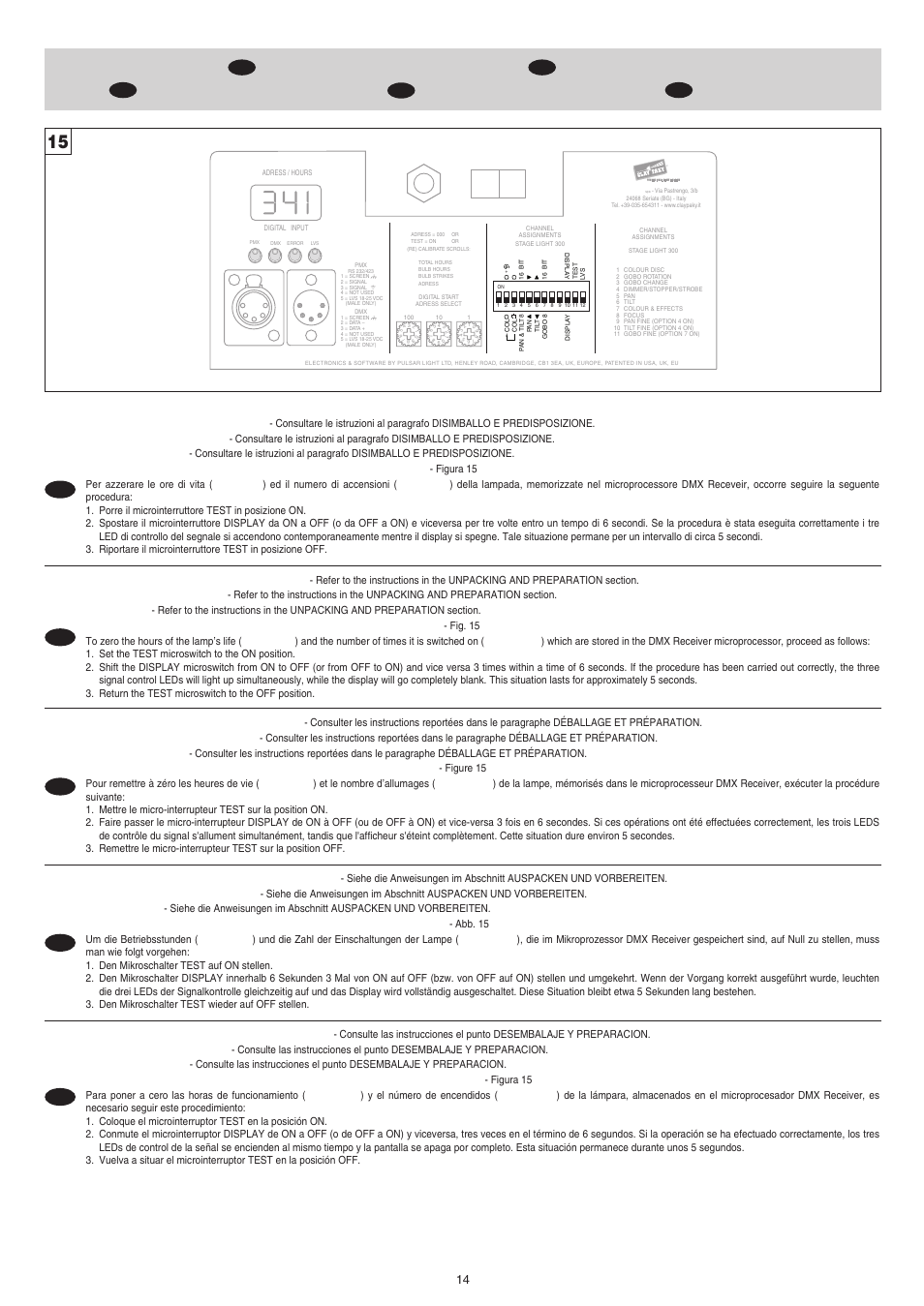 Igb d e f | Clay Paky STAGE LIGHT 300 User Manual | Page 14 / 19