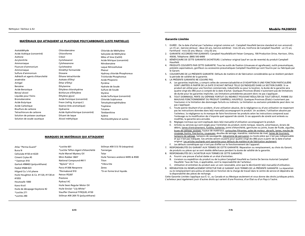 Campbell Hausfeld PA208503 User Manual | Page 6 / 6