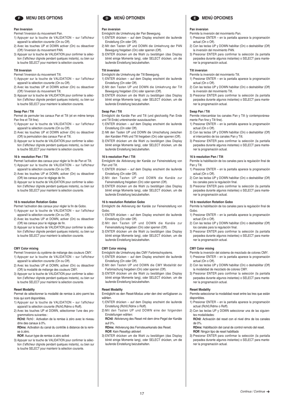 Clay Paky STAGE PROFILE PLUS SV AE User Manual | Page 17 / 40