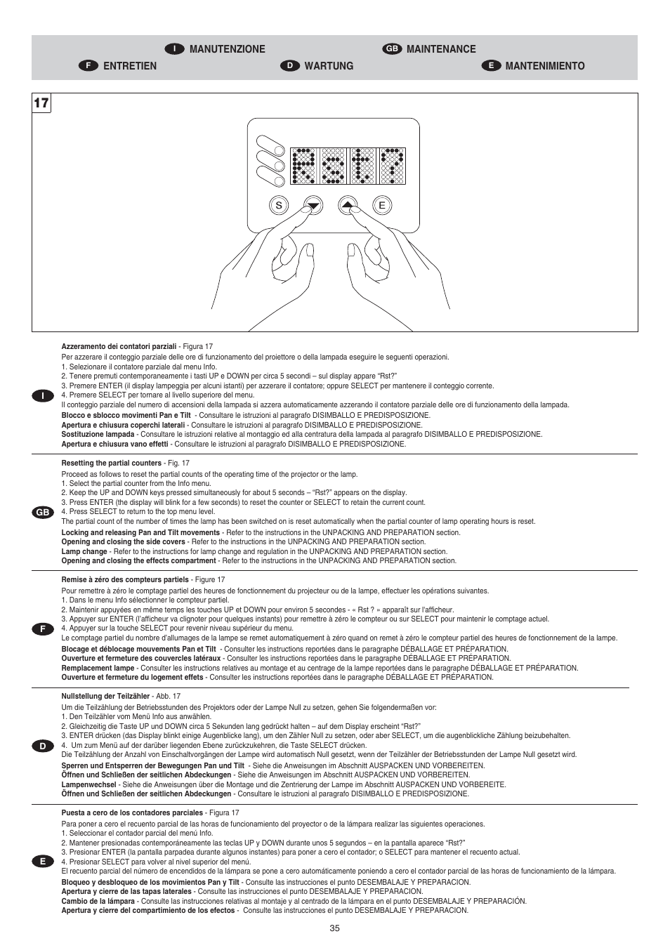 Clay Paky STAGE PROFILE PLUS SV AE User Manual | Page 35 / 40