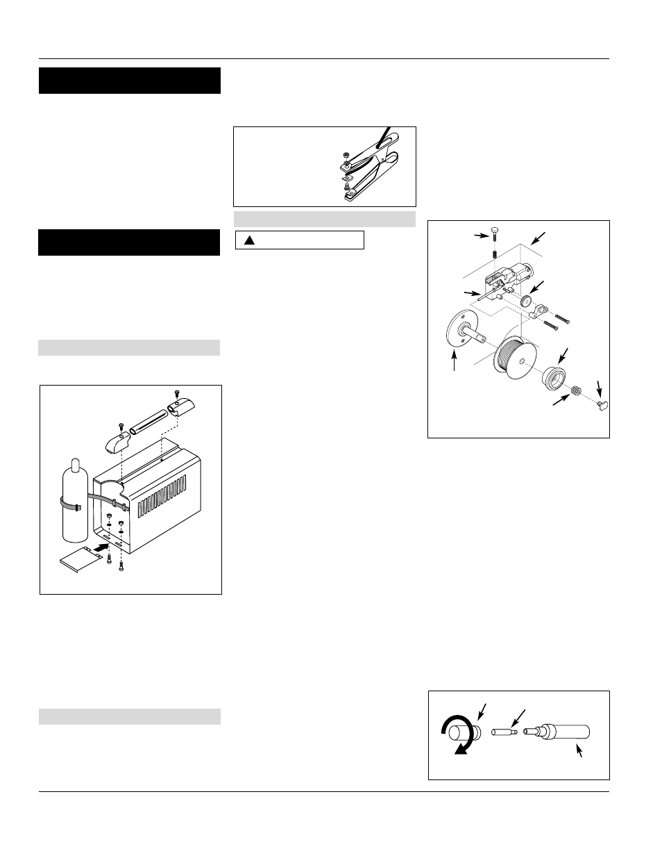 Ensamblaje, Instalación, Soldadora por arco con alimentación de cable | Advertencia | Campbell Hausfeld WG2020 User Manual | Page 28 / 36