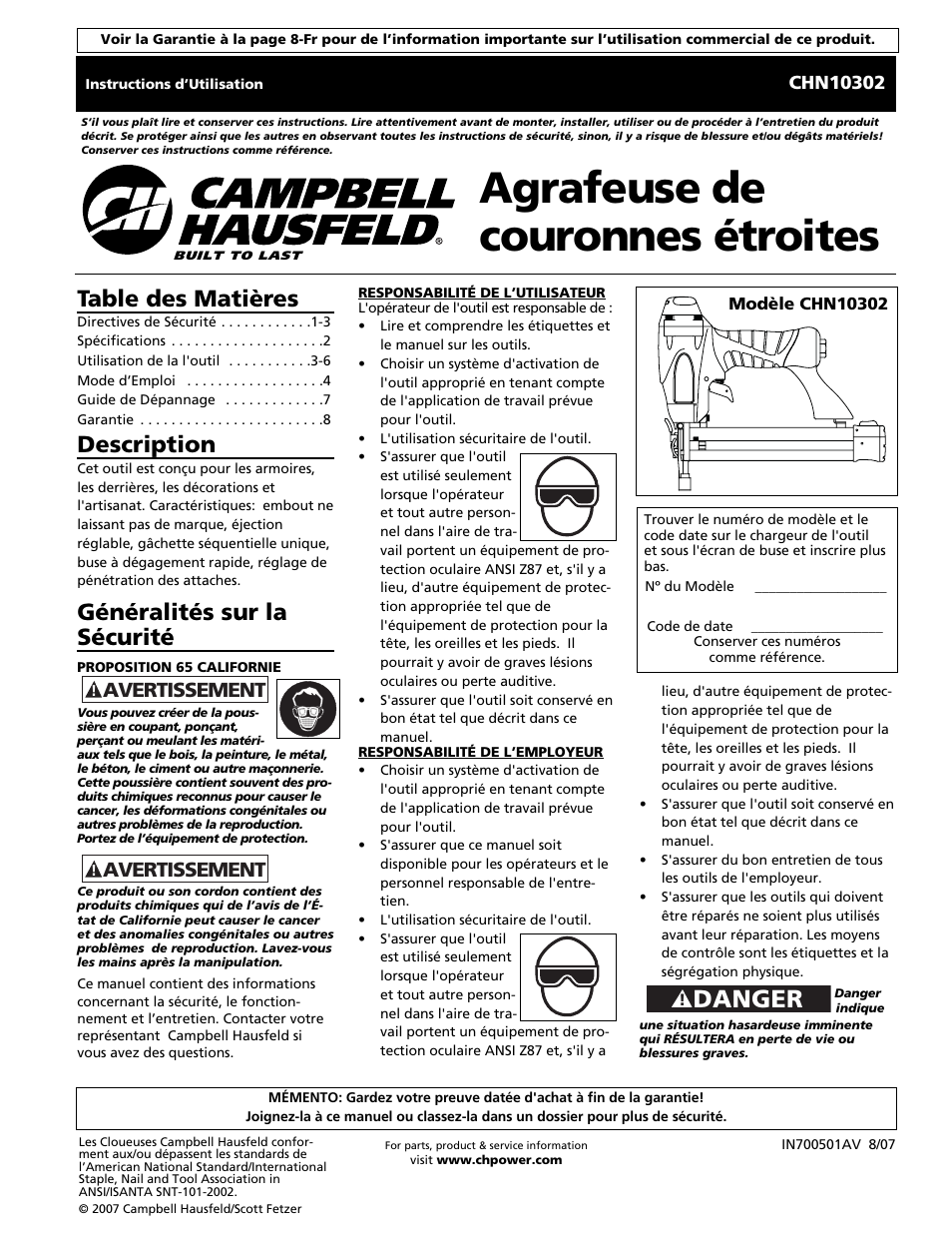 Campbell Hausfeld CHN10302 User Manual | Page 9 / 24