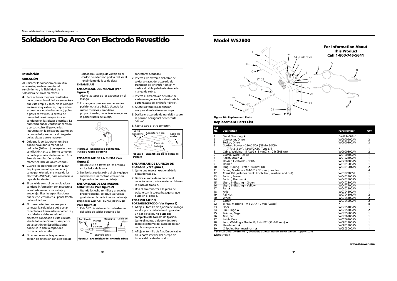 Soldadora de arco con electrodo revestido, Model ws2800 | Campbell Hausfeld WS2800 User Manual | Page 11 / 20