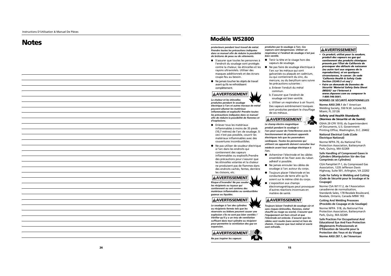 Modèle ws2800 | Campbell Hausfeld WS2800 User Manual | Page 15 / 20