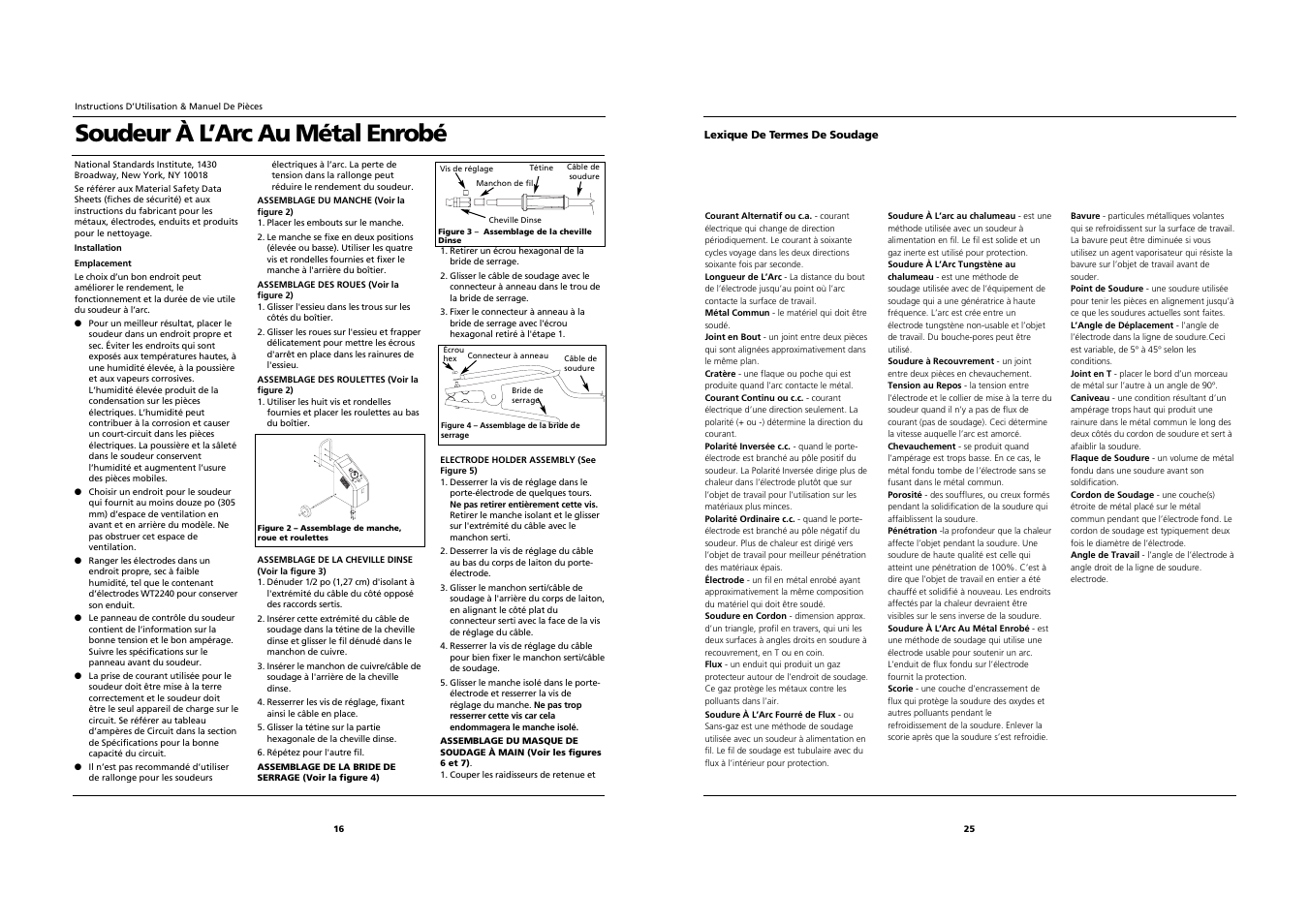 Soudeur à l’arc au métal enrobé | Campbell Hausfeld WS2800 User Manual | Page 16 / 20