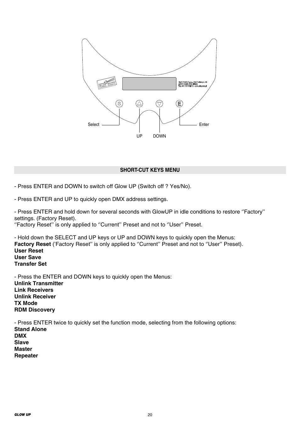 Clay Paky GLOW UP User Manual | Page 20 / 36