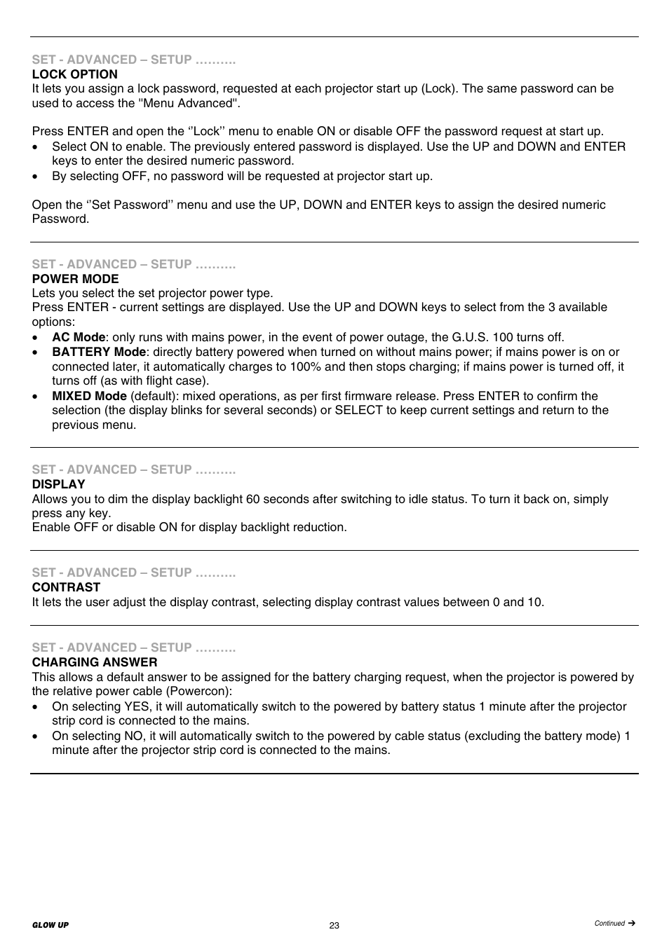 Clay Paky GLOW UP User Manual | Page 23 / 36