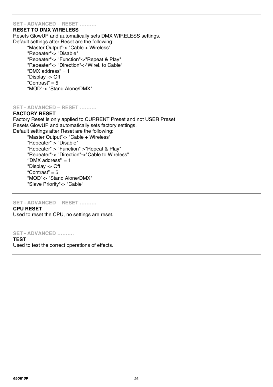 Clay Paky GLOW UP User Manual | Page 26 / 36