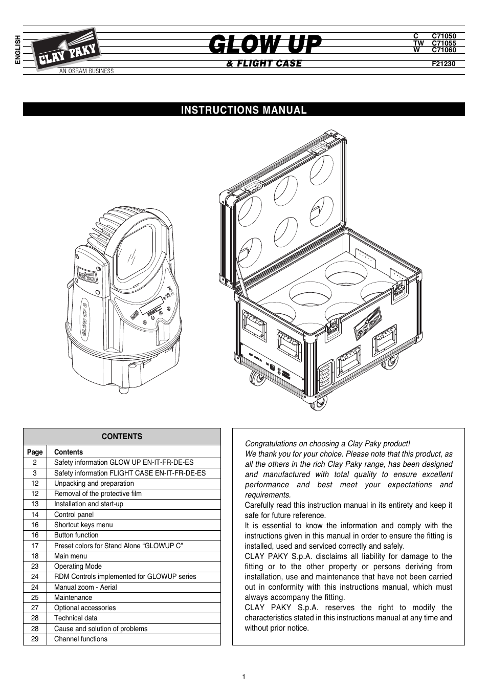 Clay Paky GLOW UP User Manual | 32 pages