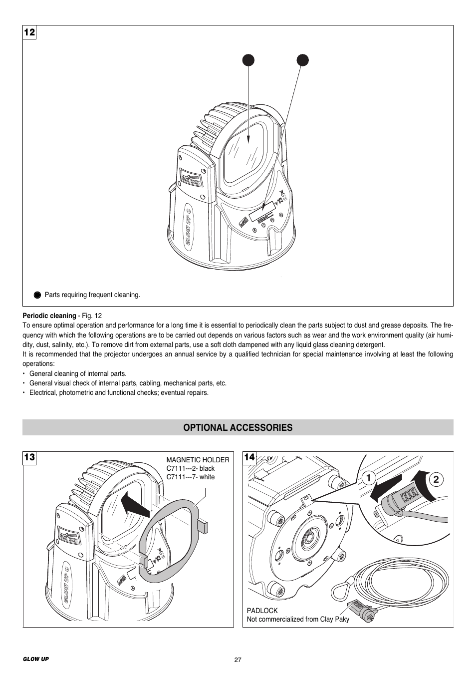 13 14 optional accessories | Clay Paky GLOW UP User Manual | Page 27 / 32