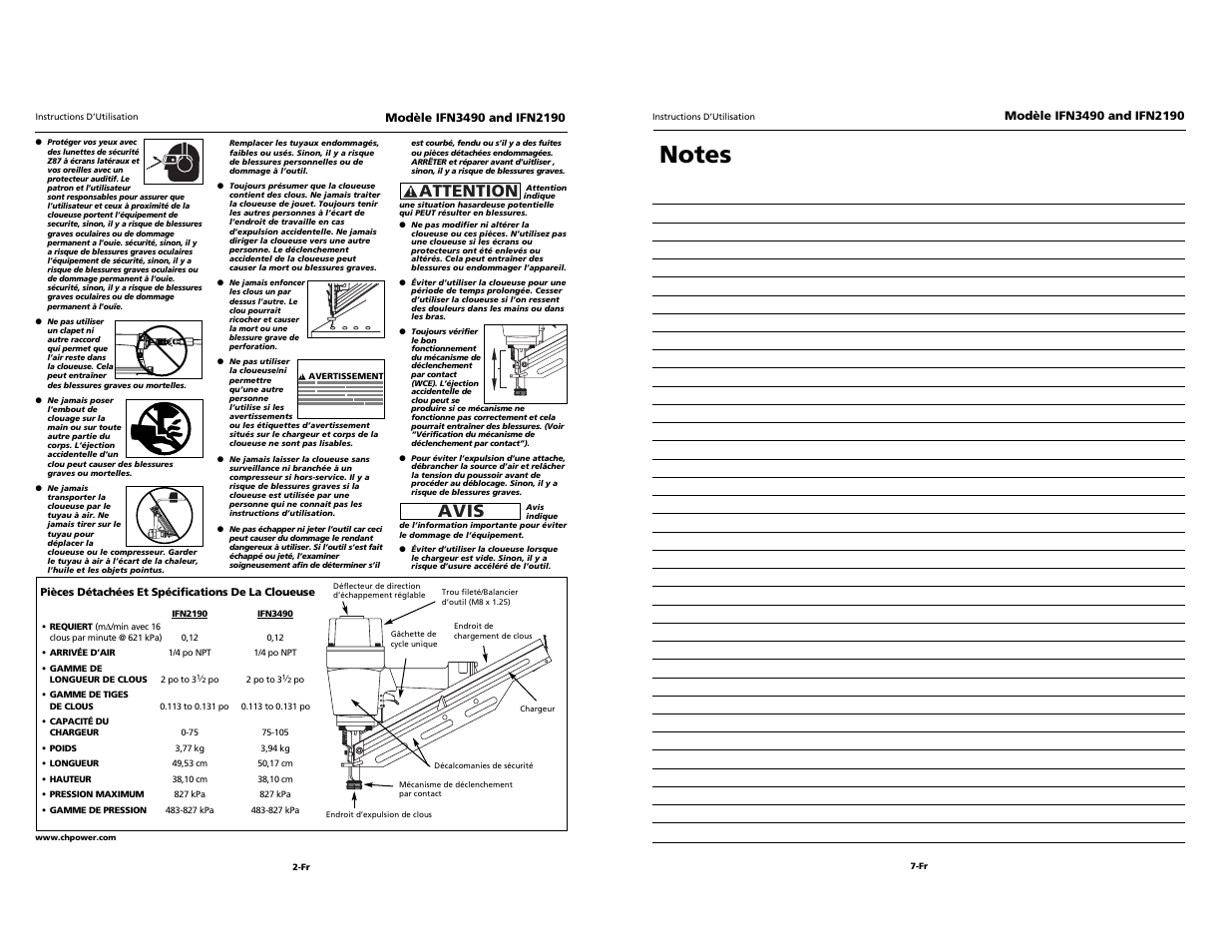 Avis, Attention | Campbell Hausfeld IFN3490 User Manual | Page 10 / 12