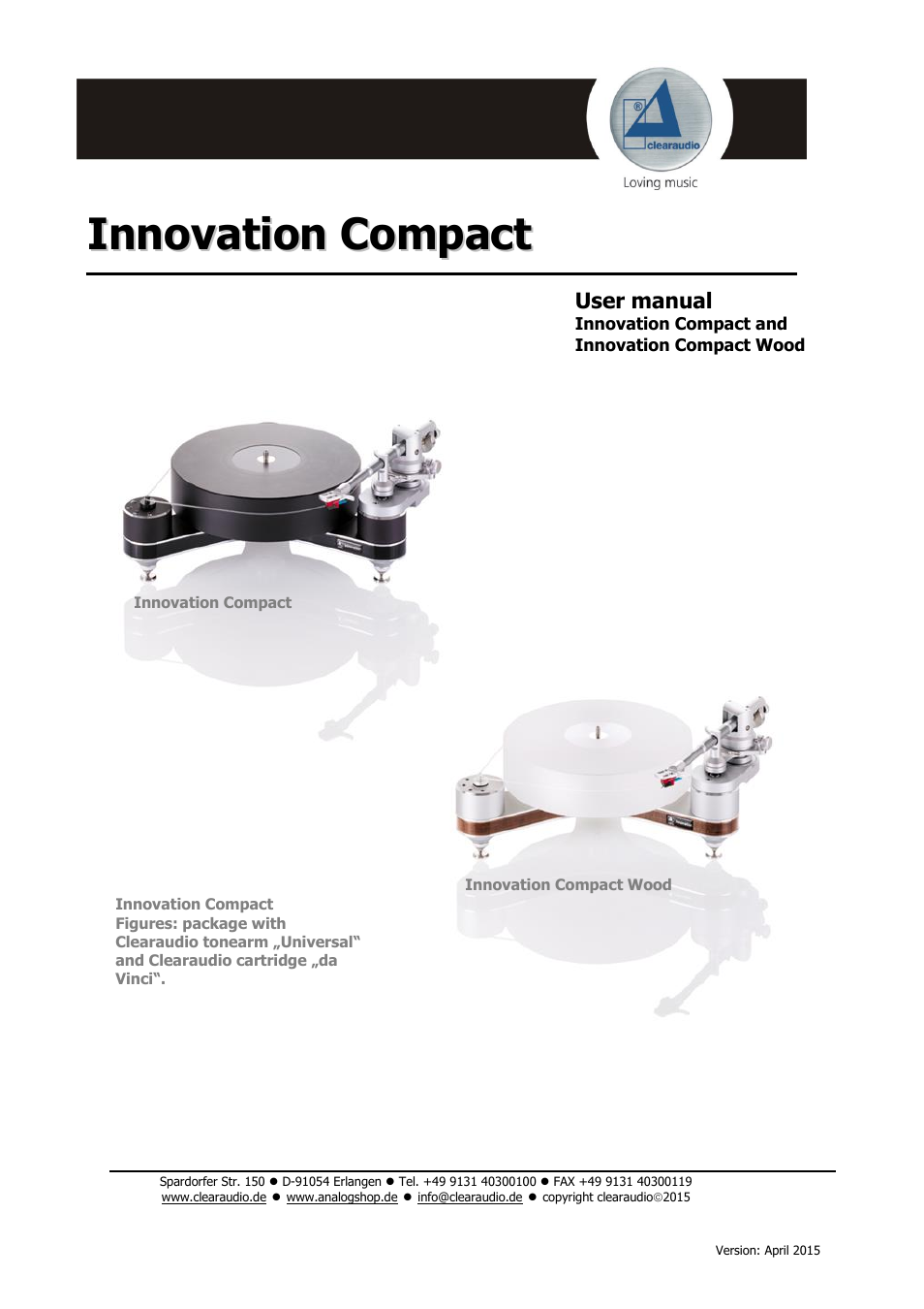 Clearaudio Innovation Compact + Stroboscope Testrecord User Manual | 16 pages