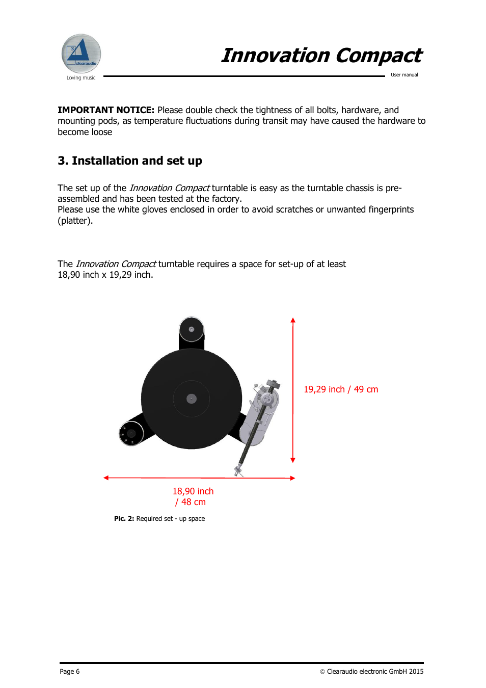 Innovation compact, Installation and set up | Clearaudio Innovation Compact + Stroboscope Testrecord User Manual | Page 7 / 16