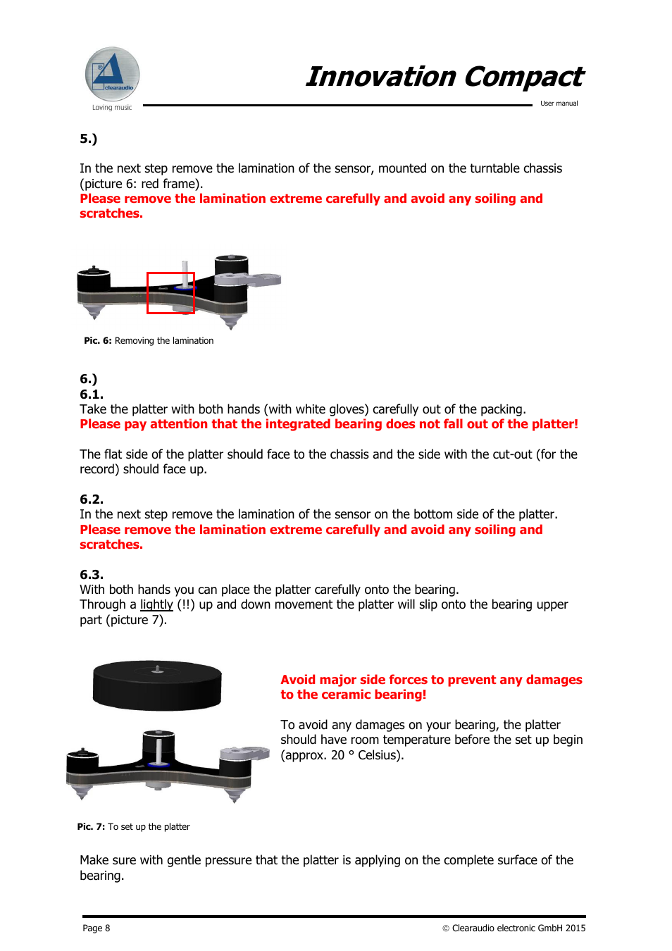 Innovation compact | Clearaudio Innovation Compact + Stroboscope Testrecord User Manual | Page 9 / 16