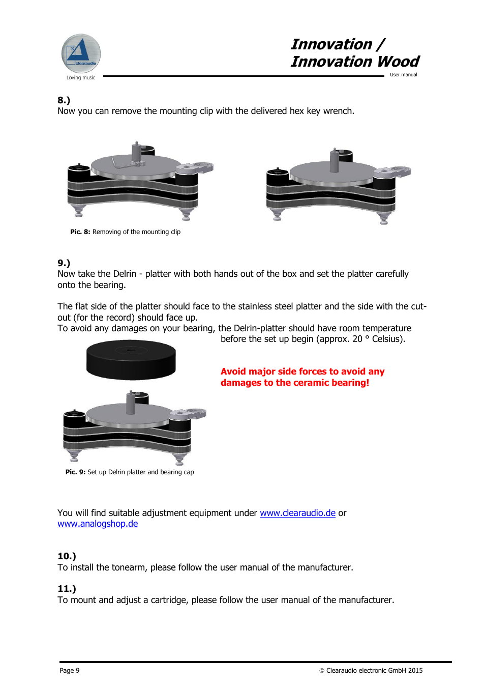 Innovation / innovation wood | Clearaudio INNOVATION + STROBOSCOPE TESTRECORD User Manual | Page 10 / 18