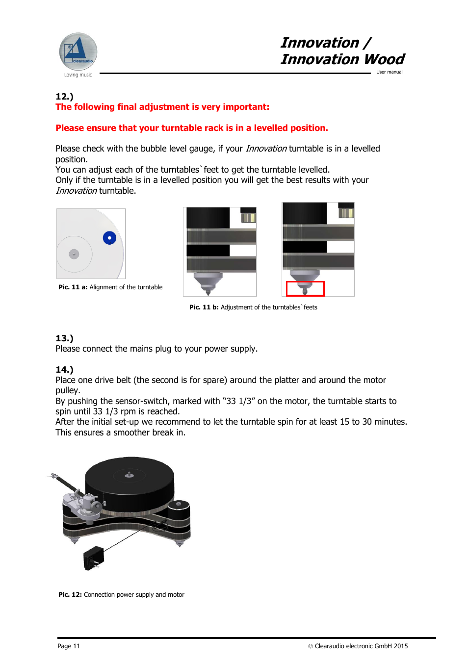 Innovation / innovation wood | Clearaudio INNOVATION + STROBOSCOPE TESTRECORD User Manual | Page 12 / 18