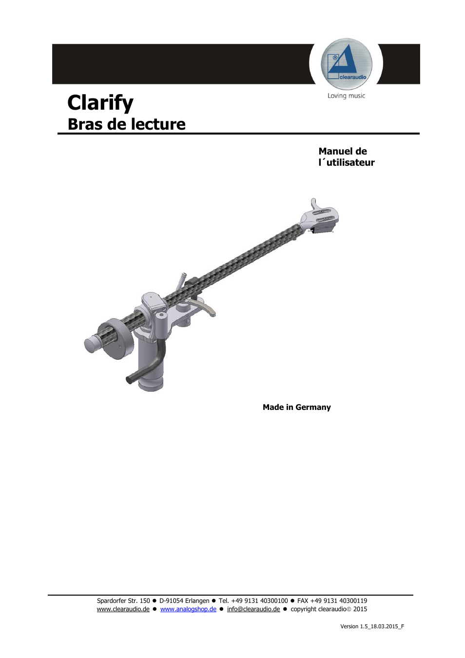 Clearaudio CLARIFY (Radial) User Manual | 22 pages