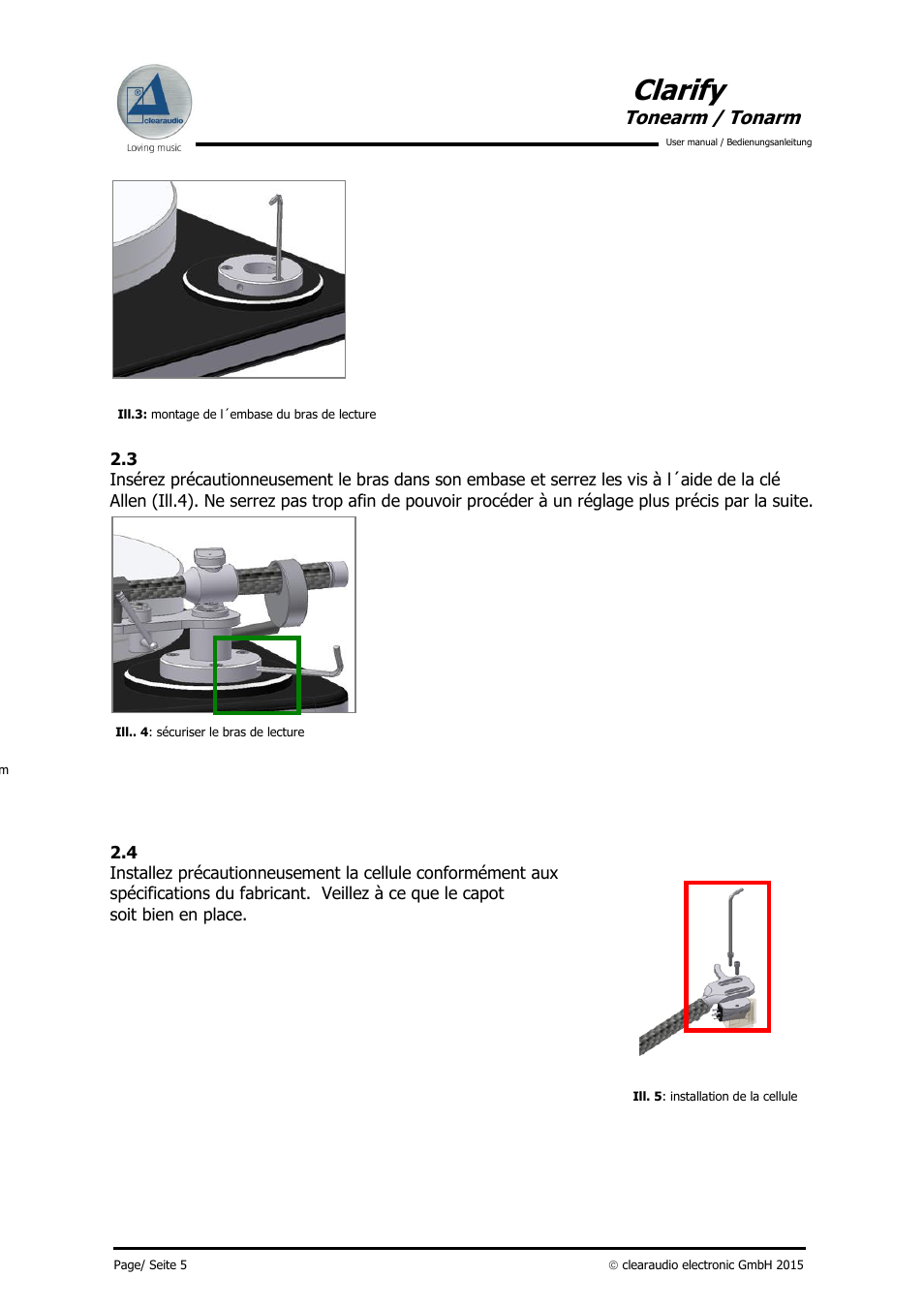 Clarify, Tonearm / tonarm | Clearaudio CLARIFY (Radial) User Manual | Page 6 / 22