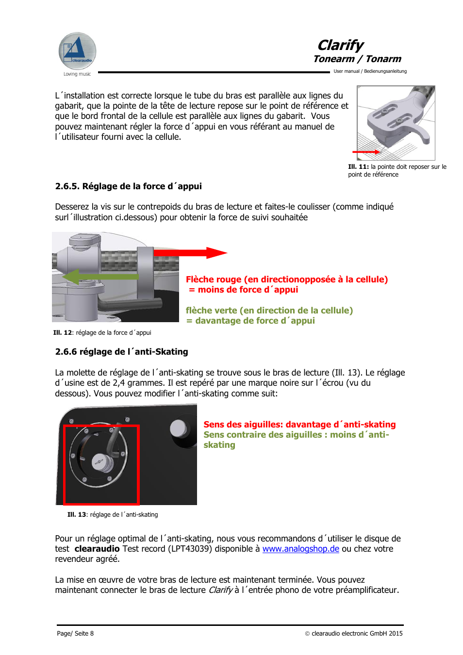 Clarify, Tonearm / tonarm | Clearaudio CLARIFY (Radial) User Manual | Page 9 / 22