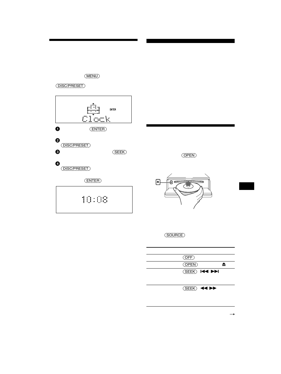 Acertar o relógio, Leitor de cd unidade de cd/md (opcional), Reproduzir um disco | Sony CDX-CA750 RU User Manual | Page 107 / 204