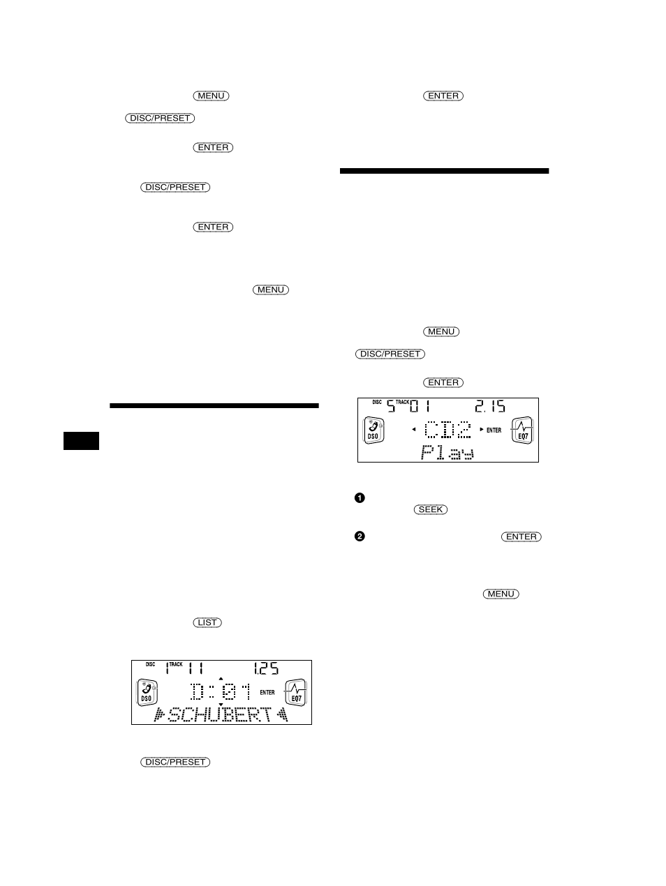 Localizar um disco pelo nome, Listagem, Seleccionar faixas específicas para reprodução | Banco | Sony CDX-CA750 RU User Manual | Page 110 / 204