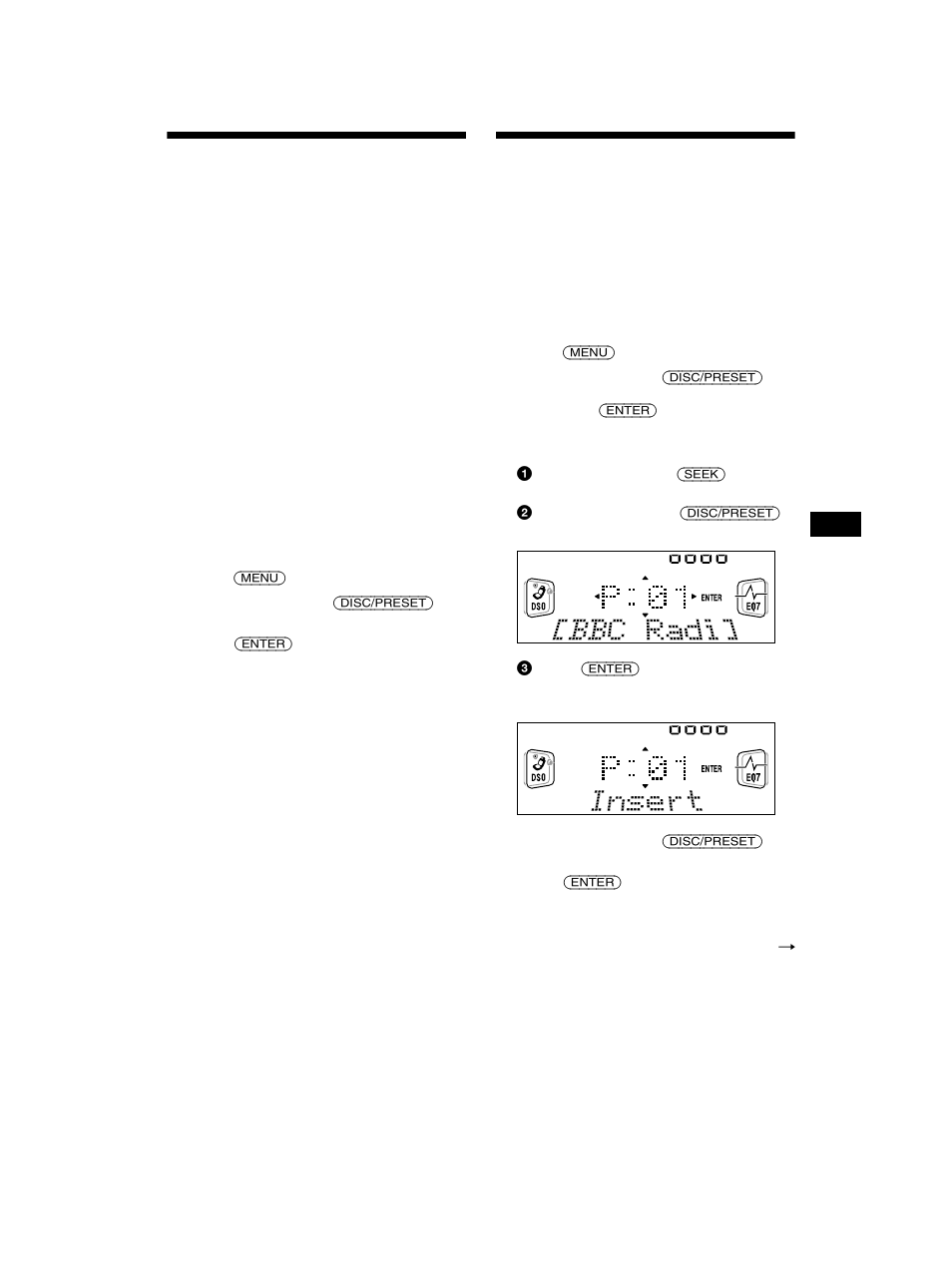 Presetting dab services automatically — btm, Presetting dab services manually — preset edit, Presetting dab services automatically | Presetting dab services manually, Preset edit | Sony CDX-CA750 RU User Manual | Page 21 / 204