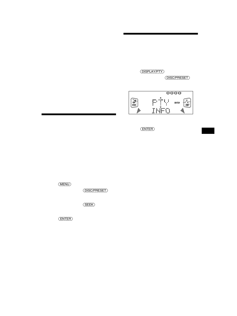 Switching multi-channel audio and drc, Locating a dab service by programme type (pty), Switching multi-channel audio and | Locating a dab service by programme type, Pty) | Sony CDX-CA750 RU User Manual | Page 23 / 204