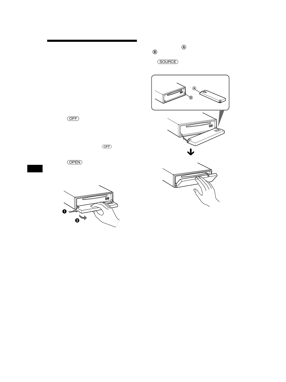 Extracción del panel frontal | Sony CDX-CA750 RU User Manual | Page 40 / 204