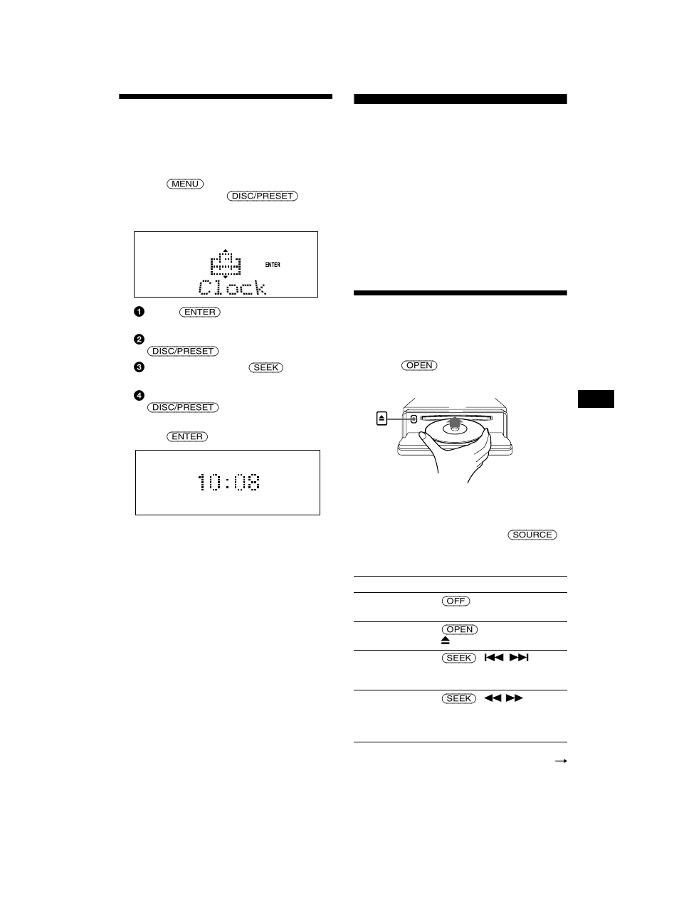 Ajuste del reloj, Reproductor de cd unidad de cd/ md (opcional), Reproducción de discos | Reproductor de cd unidad de cd/md (opcional) | Sony CDX-CA750 RU User Manual | Page 41 / 204