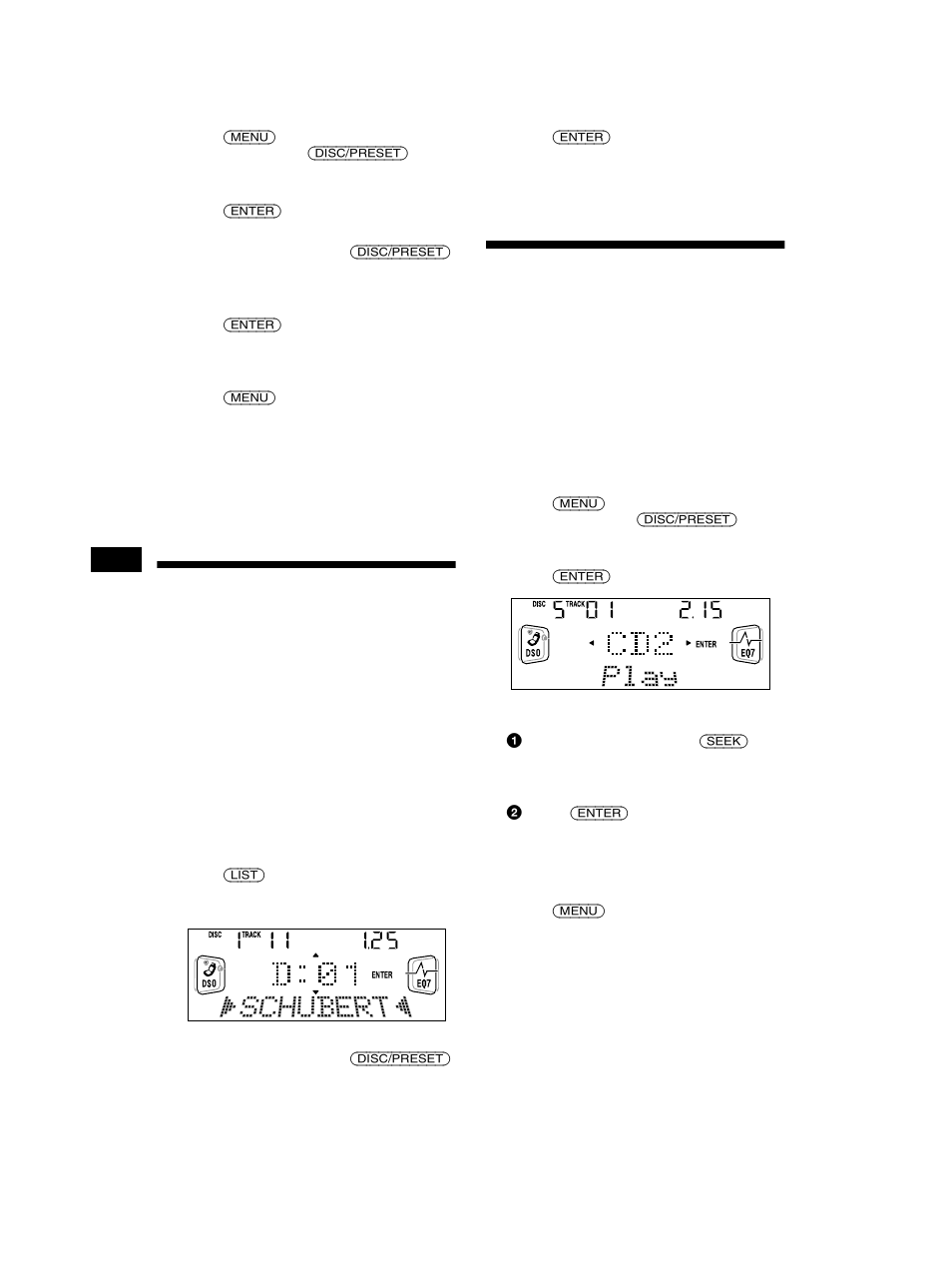 Localización de discos por nombre, Listado, Selección de pistas específicas para su | Reproducción — banco | Sony CDX-CA750 RU User Manual | Page 44 / 204