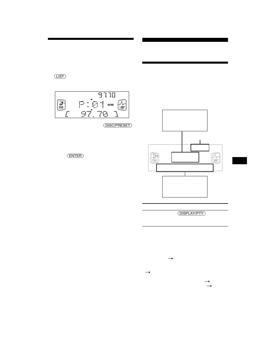 Sintonización de emisoras mediante lista, Listado, Descripción general de rds | Sony CDX-CA750 RU User Manual | Page 47 / 204