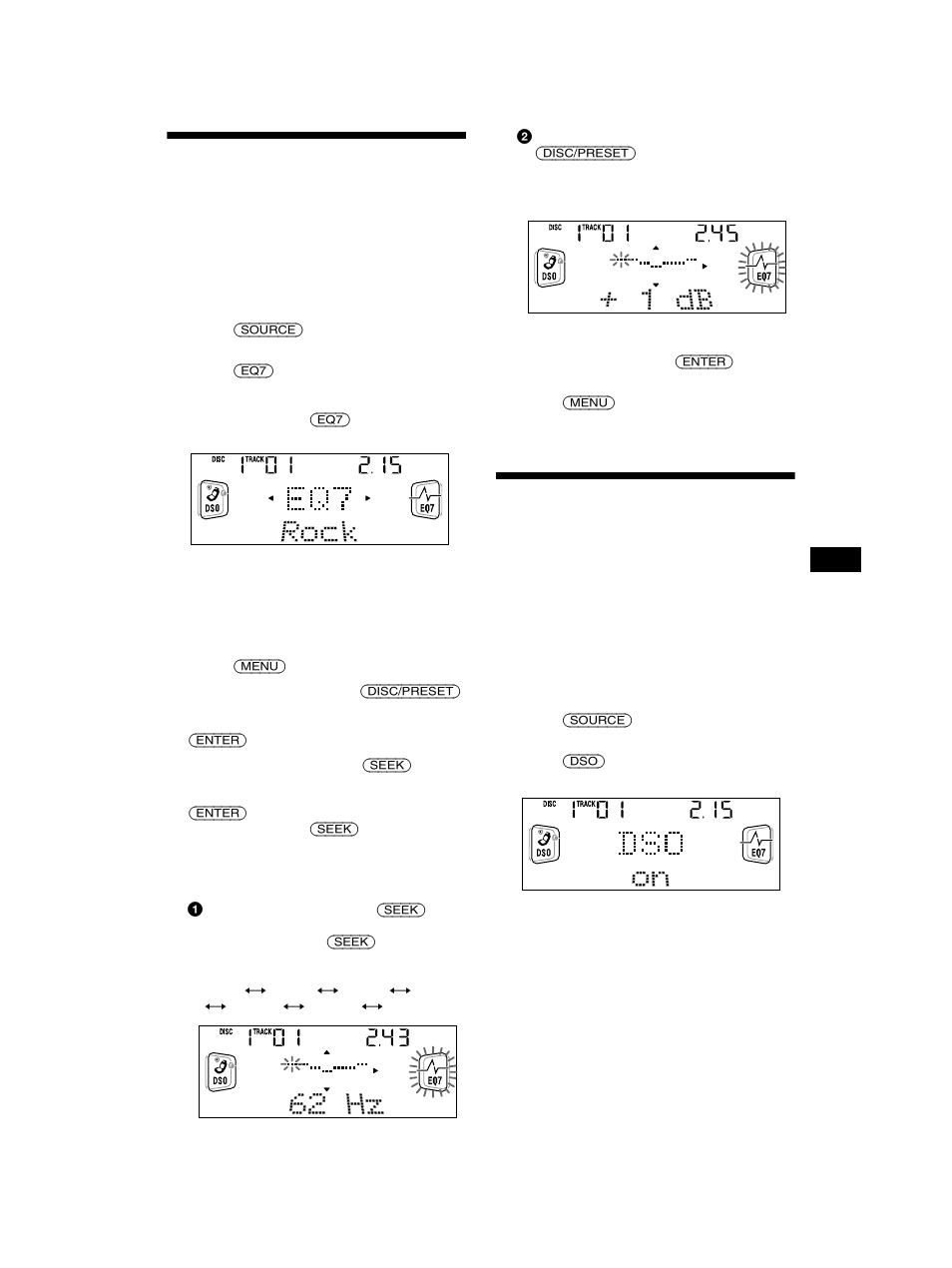 Frecuencia dinámico (dso), Ajuste del ecualizador | Sony CDX-CA750 RU User Manual | Page 59 / 204