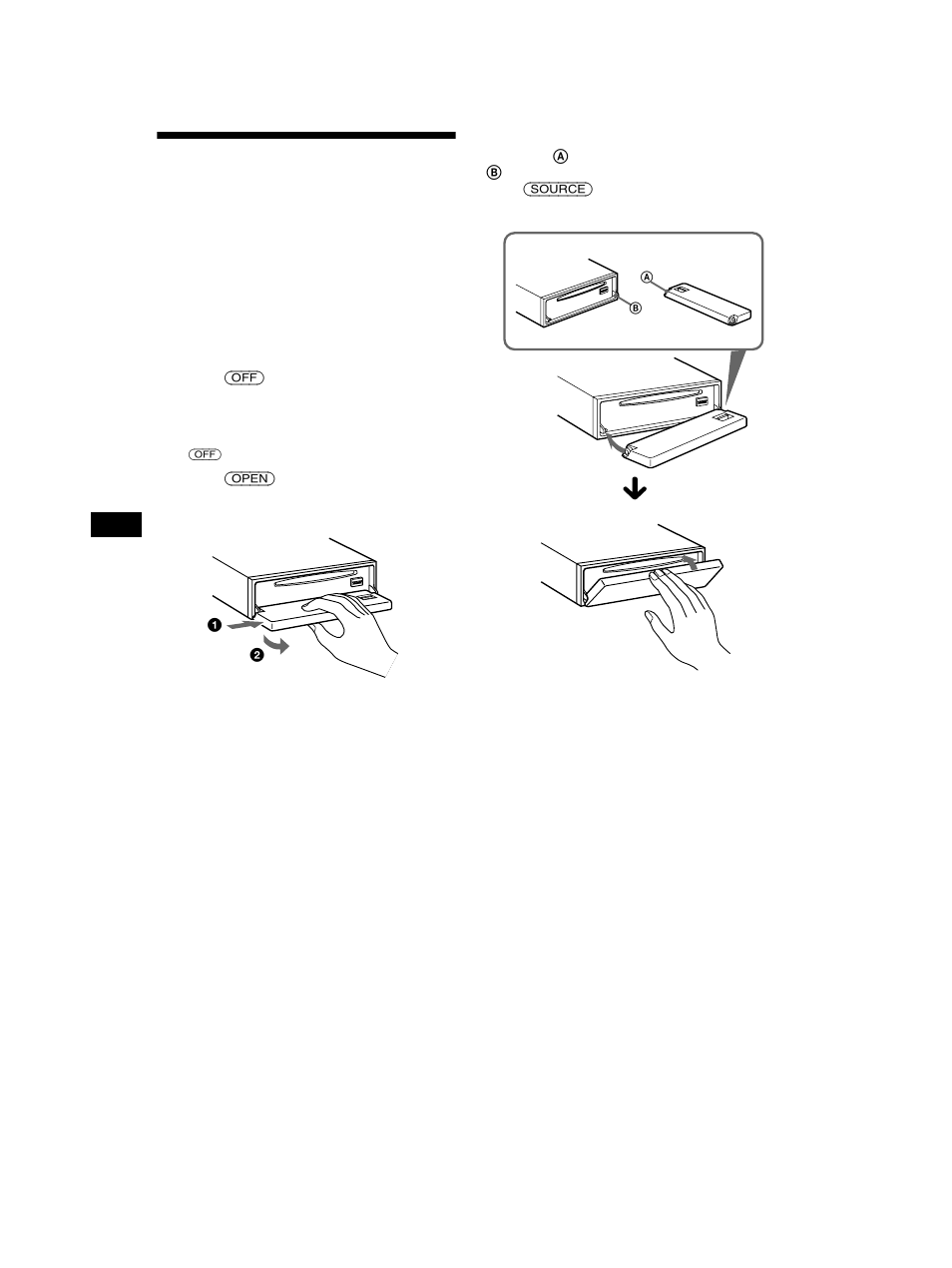 Detaching the front panel | Sony CDX-CA750 RU User Manual | Page 8 / 204