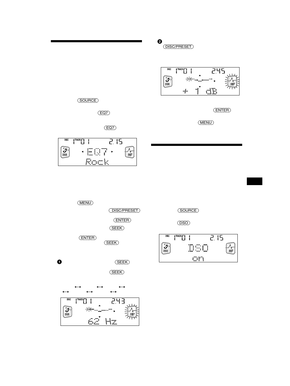 Organizer), Ställa in equalizern qualizern, Ställa in dso (dynamic soundstage organizer) | Sony CDX-CA750 RU User Manual | Page 93 / 204