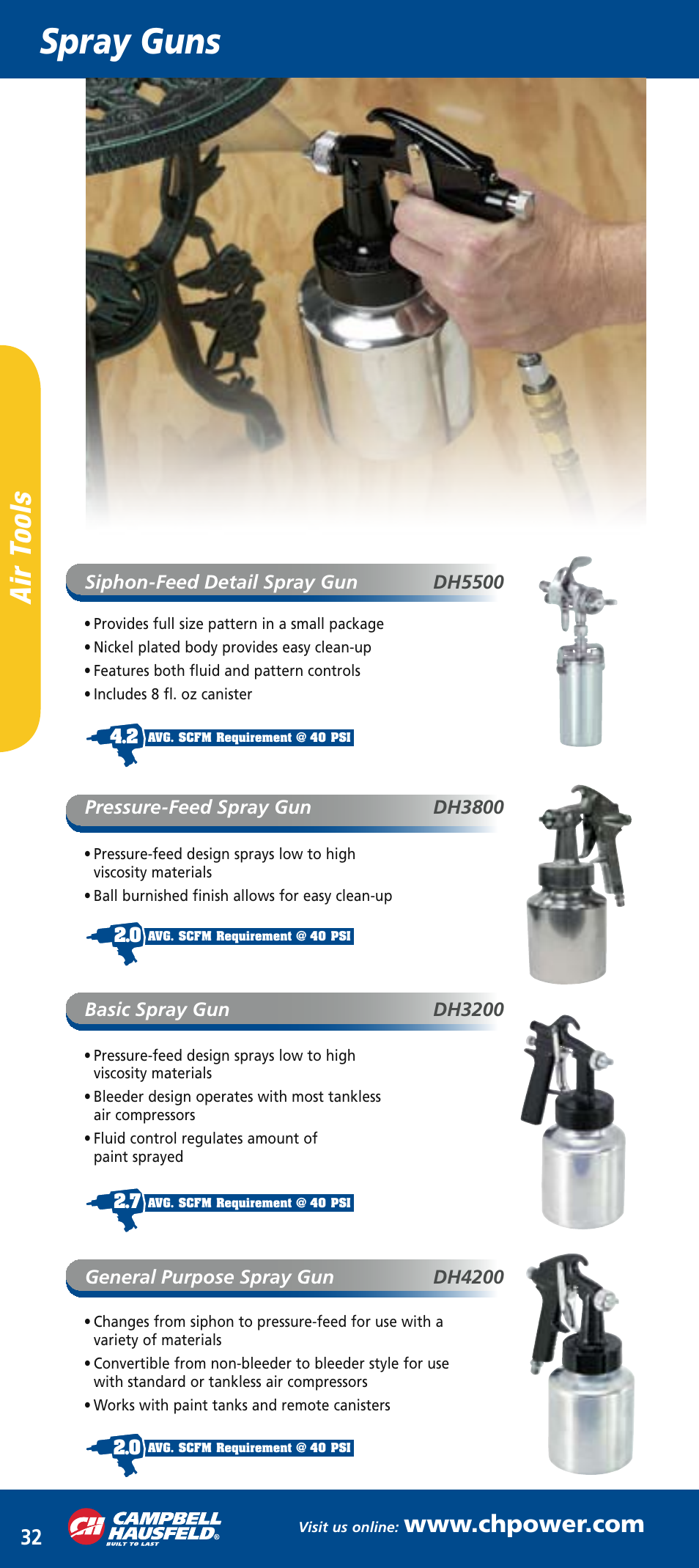 Ch mini catalog_mar2006 34.pdf, Spray guns, Ai r to ol s | Campbell Hausfeld DH7900 User Manual | Page 3 / 4