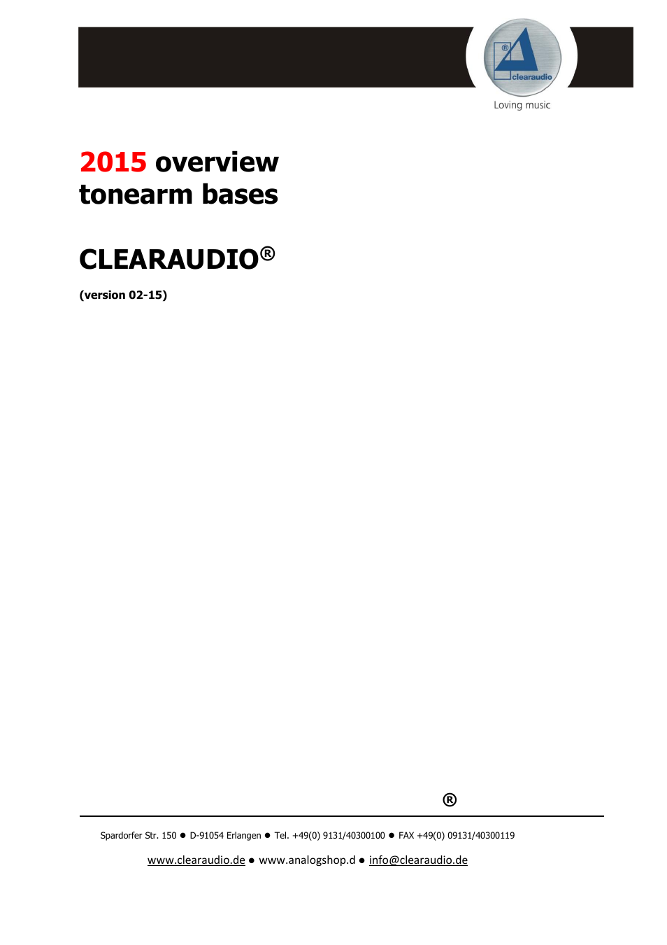 Clearaudio Tonearm bases Overview User Manual | 9 pages