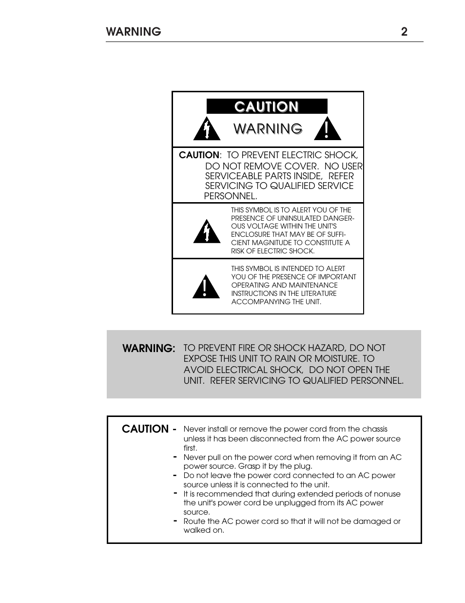 Caution, Caution warning warning | Coda FET Phono Preamplifier 06X User Manual | Page 2 / 14