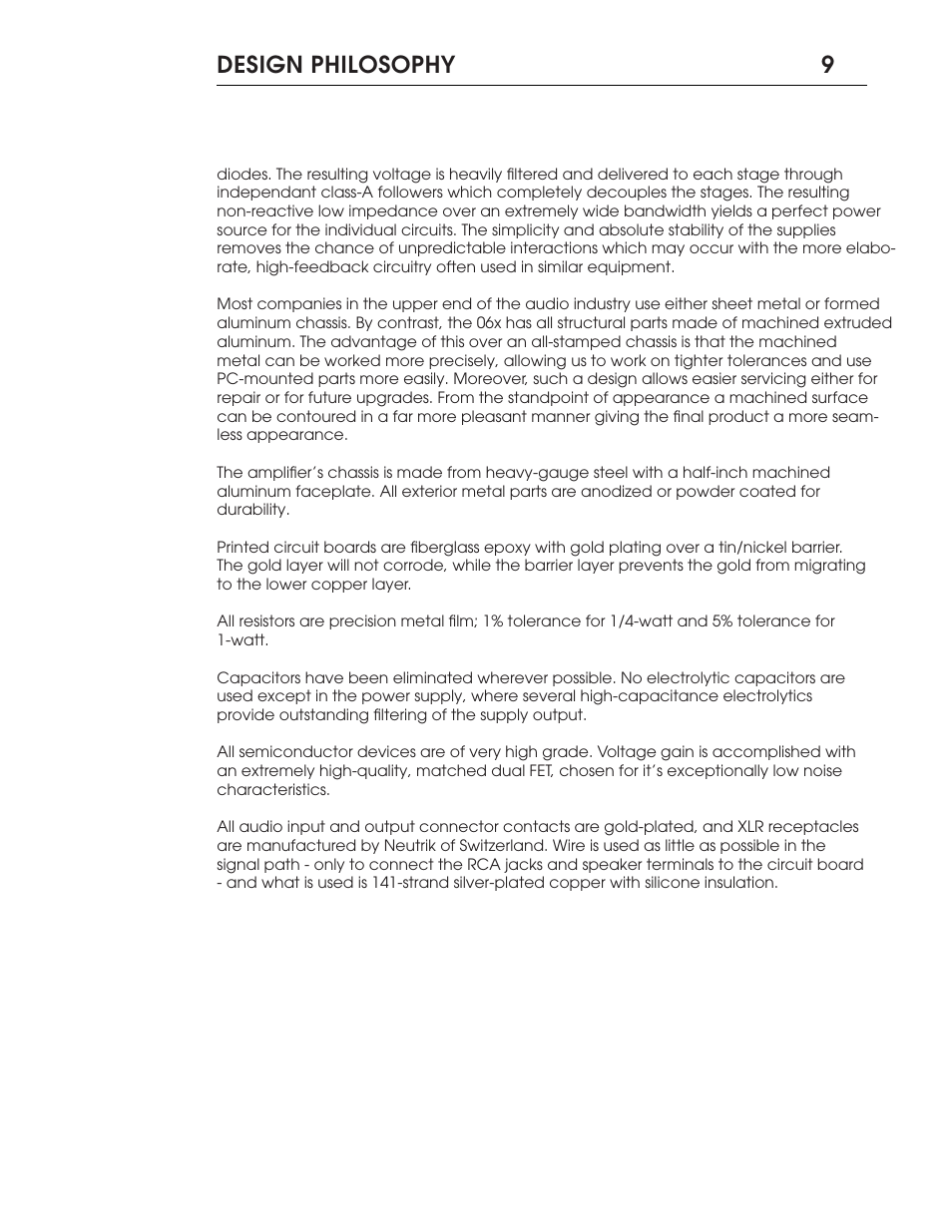 Design philosophy 9 | Coda FET Phono Preamplifier 06X User Manual | Page 9 / 14