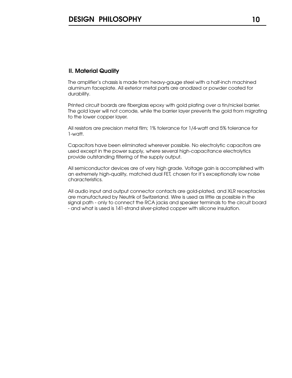 S55 p10.pdf, 10 design philosophy | Coda Stereo Amplifier S5.5 User Manual | Page 11 / 16