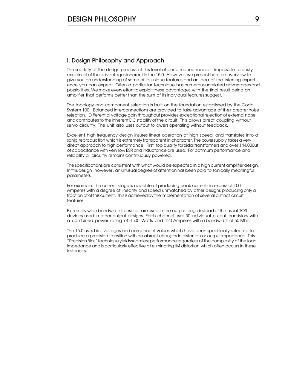 15 p9.pdf, Design philosophy 9 | Coda Stereo Amplifier 15.5 User Manual | Page 10 / 17