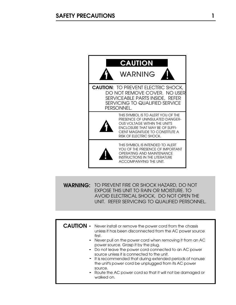 15 p1.pdf, Caution, Caution warning warning | Coda Stereo Amplifier 15.5 User Manual | Page 2 / 17