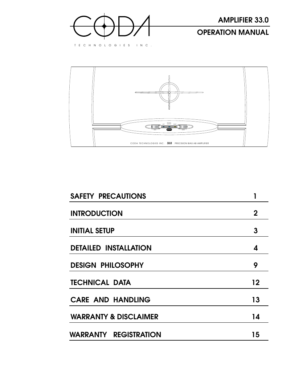 Coda Stereo Amplifier 40.0 User Manual | 17 pages