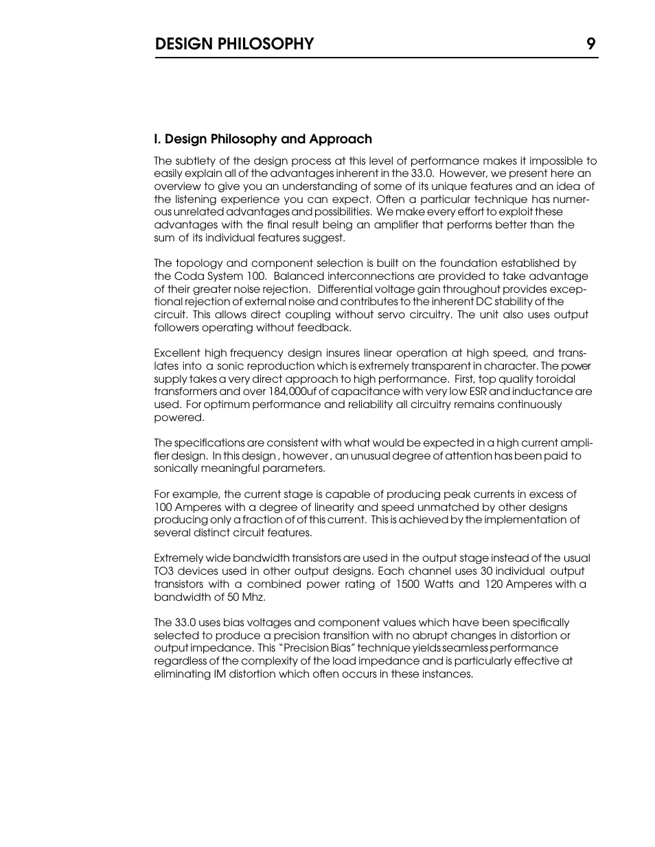 33 p9 copy.pdf, Design philosophy 9 | Coda Stereo Amplifier 40.0 User Manual | Page 10 / 17