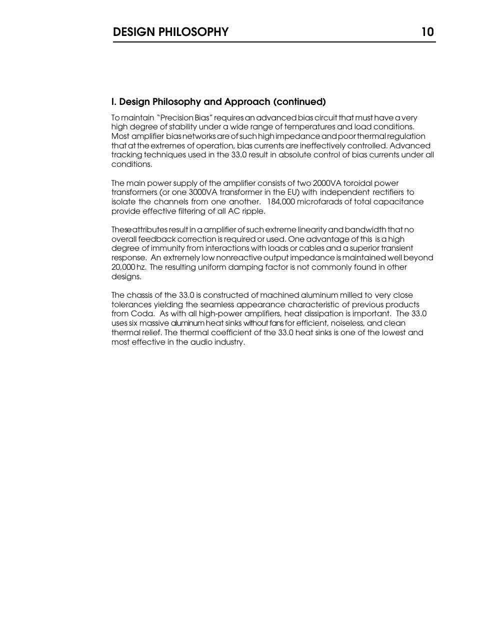 33 p10 copy.pdf, Design philosophy 10 | Coda Stereo Amplifier 40.0 User Manual | Page 11 / 17