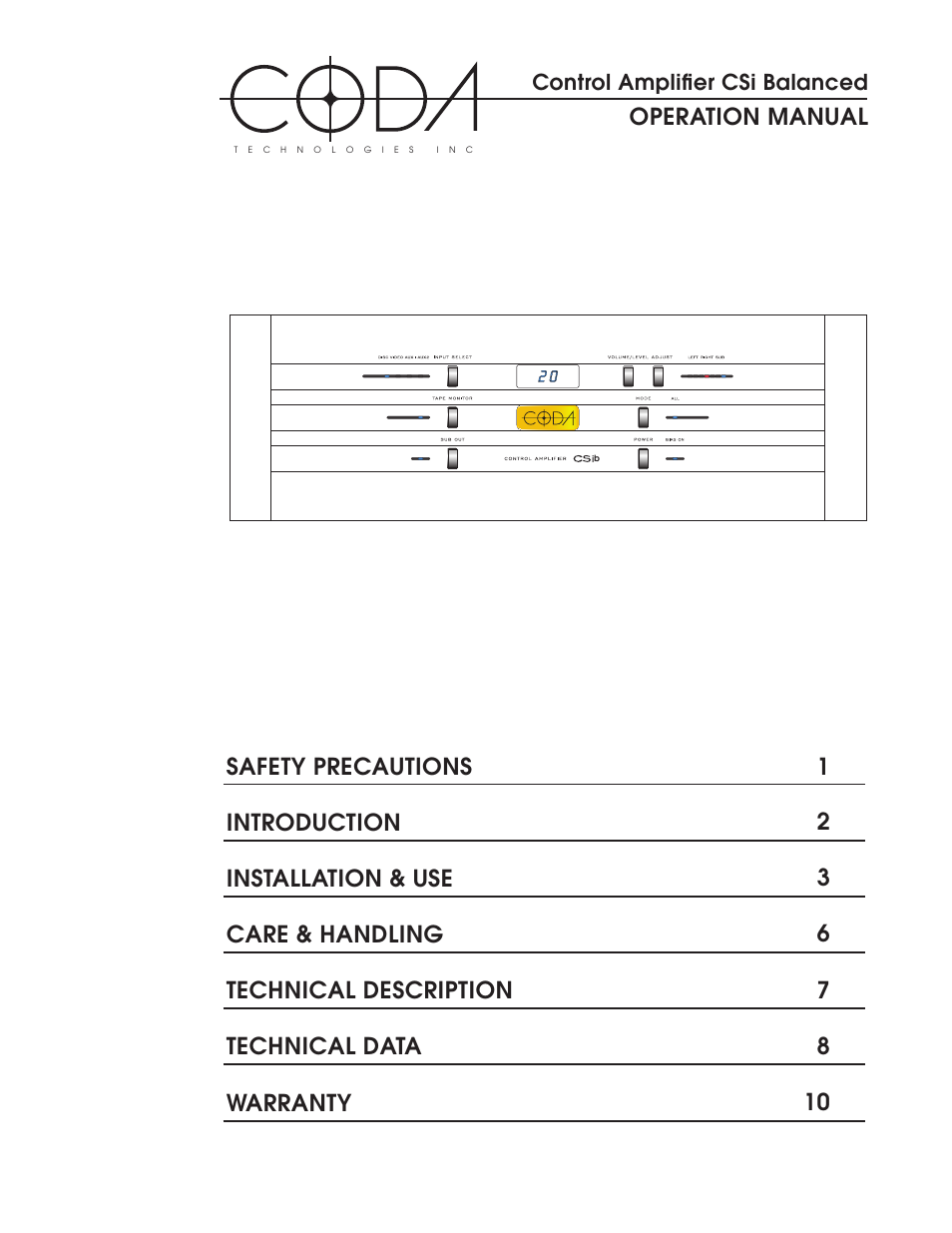 Coda CSiB Integrated Amplifier User Manual | 12 pages